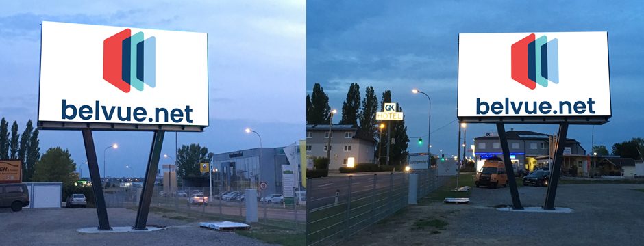 LED Videowall Werbung DOOH Kampagnen Guntramsdorf B17, Niederösterreich, Österreich bei belvue.net Videowall Netzwerk