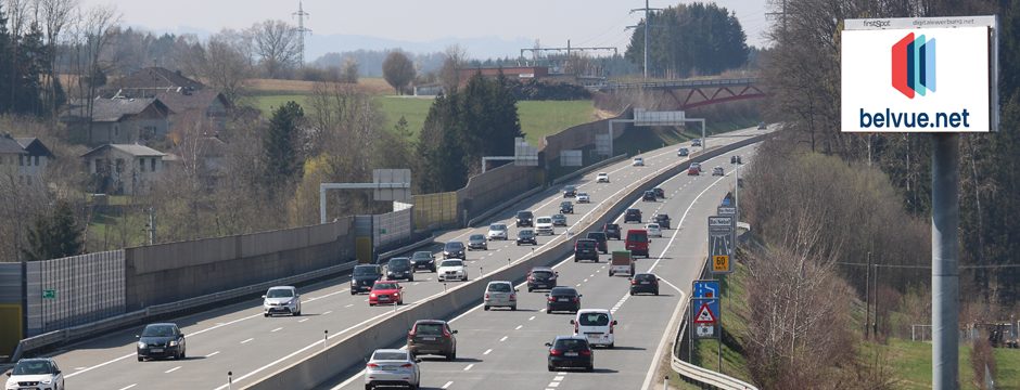 LED Videowall Werbung DOOH Kampagnen Autobahn A1 Oberösterreich, Österreich bei belvue.net Videowall Netzwerk. Digitale Außenwerbung